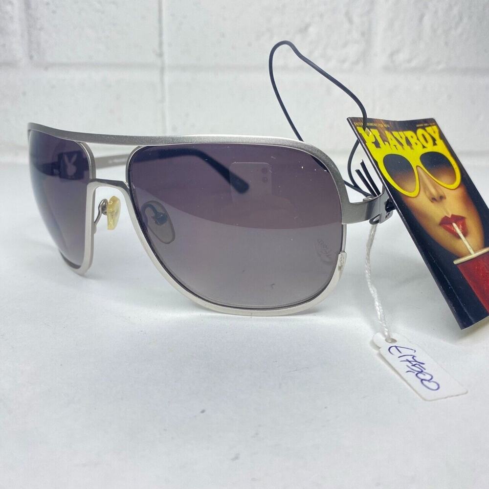 PLAYBOY mod PB00268-02 Silver aviator style Vintage rare Womens Sunglasses H1362
